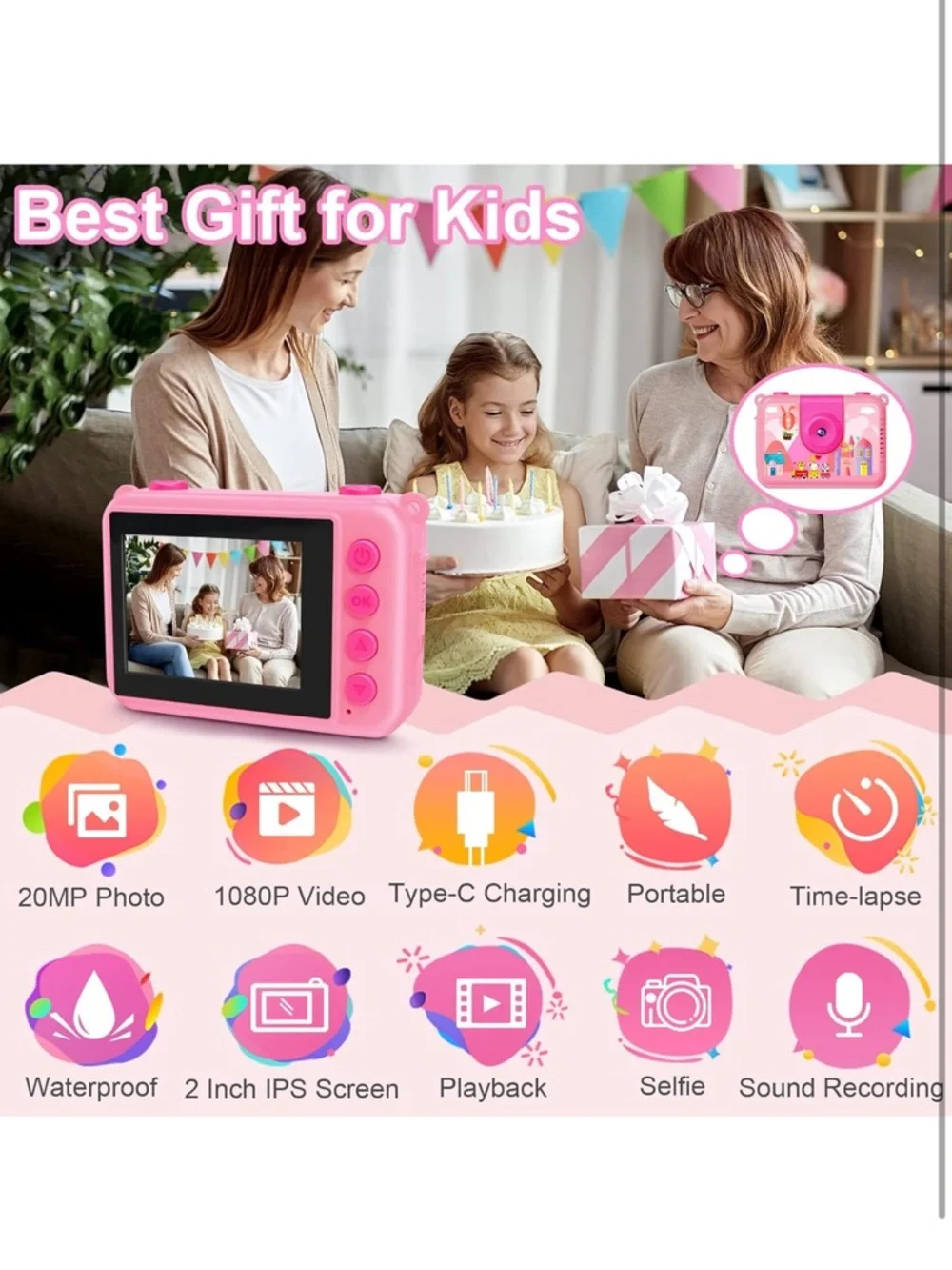 Kids underwater Digital Camera with Case & 32GB